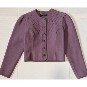 GEIGER Tyrol - Womens VTG Made in Austria Purple 100% Pure Wool Sweater -Size 36